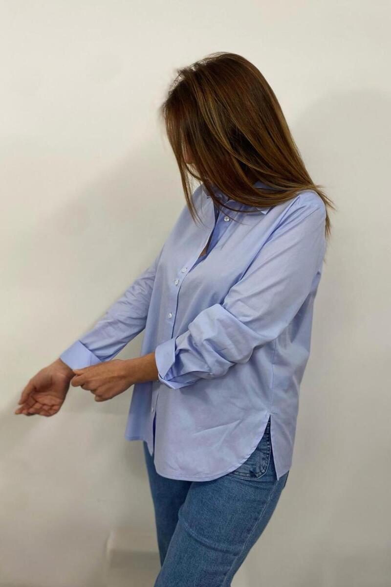 CAMISA ALGODÓN LYCRA - COLOR AZUL CELESTE 3